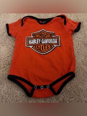 Harley-Davidson Orange Baby Onesie with Black Trim